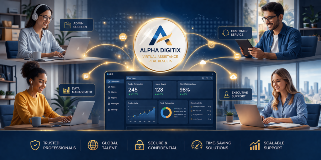 virtual assistant team working remotely