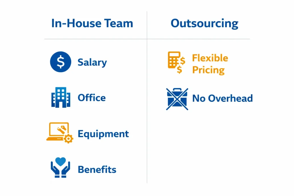 outsourcing vs in-house team cost comparison breakdown
